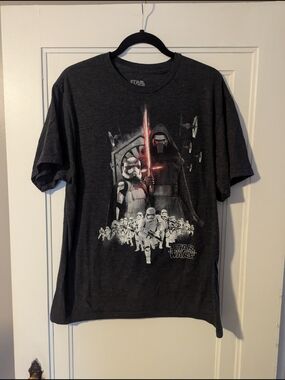 Star Wars Force Awakens Dark Gray Graphic Tee - Kylo Ren & Stormtroopers